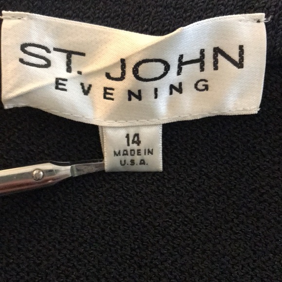 New St. John Evening Black Dress & Jacket  Pink Rhinestone Austrian Crystals  14 - Picture 3 of 17